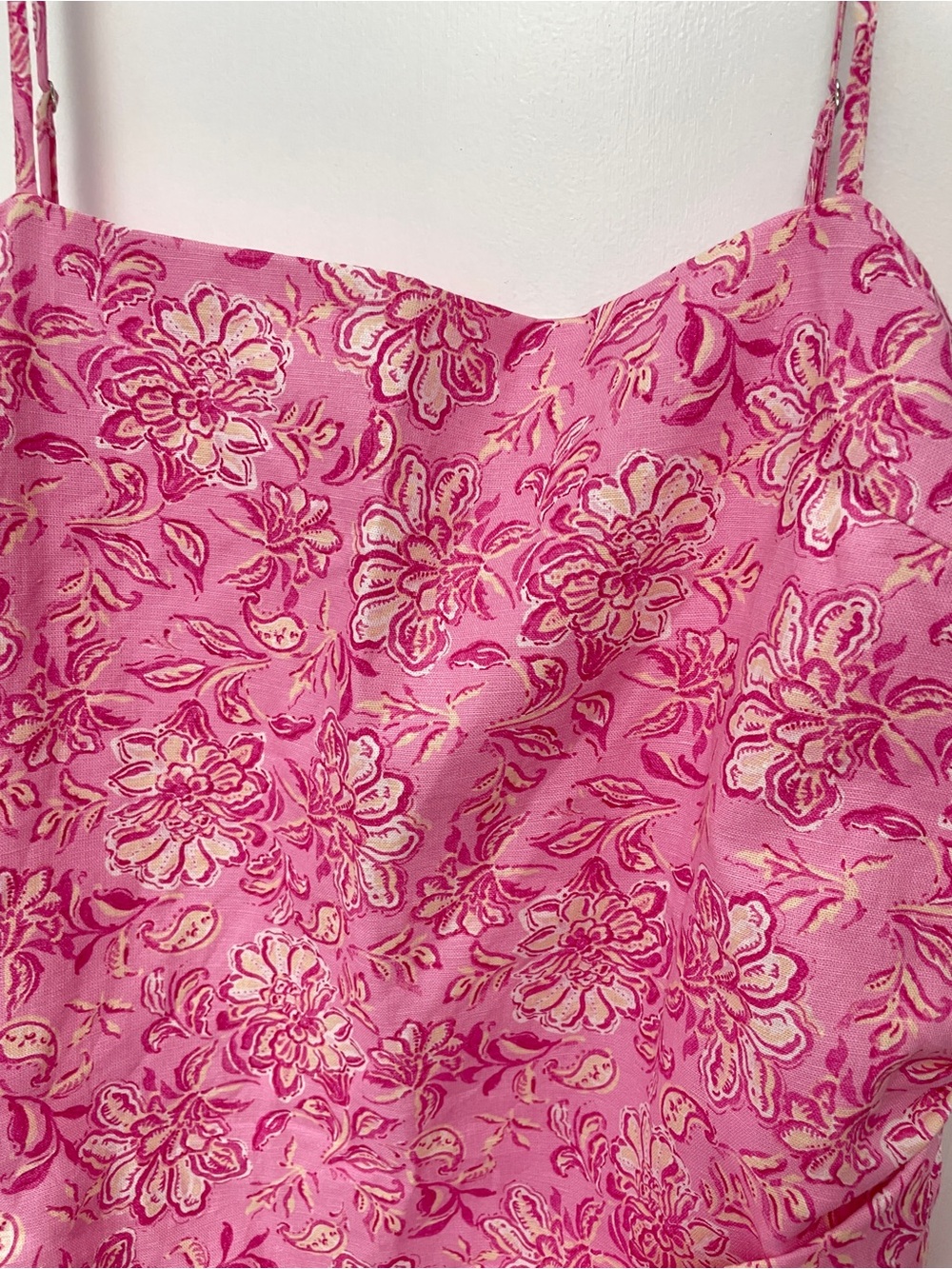 Zara size XL linen blend Pink Floral Slip summer Dress - Picture 4 of 10